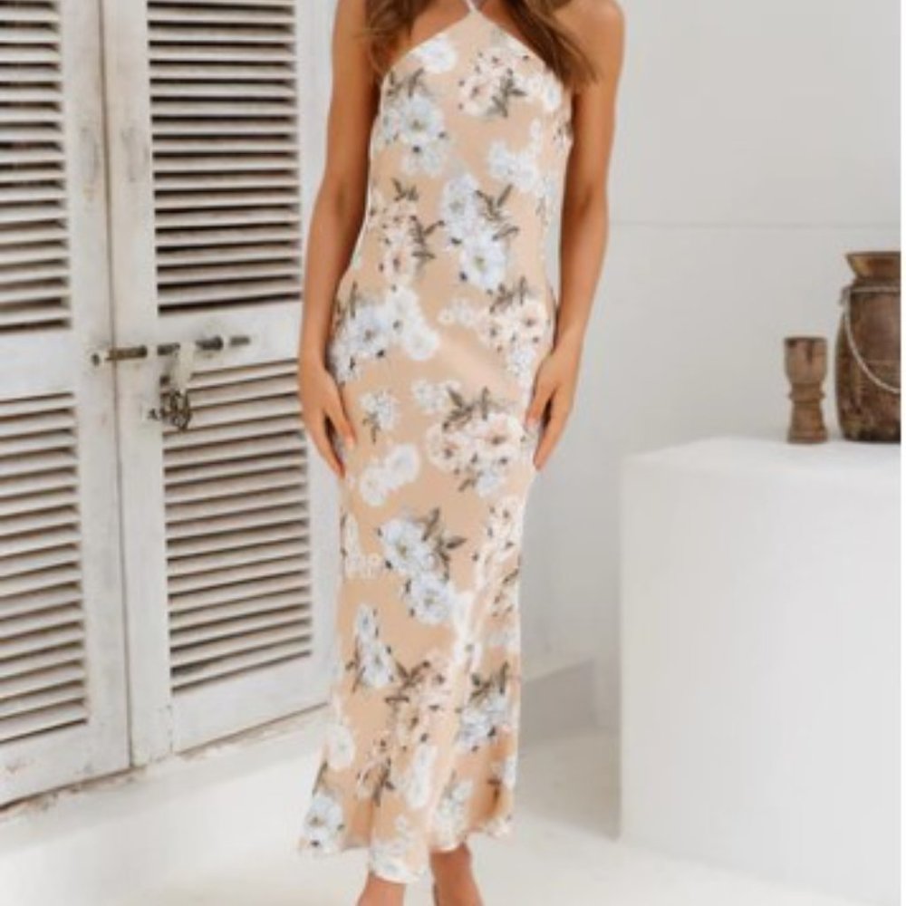 Hello Molly Fifth Avenue Shopping Spree Beige - Never Worn - Midi Dress